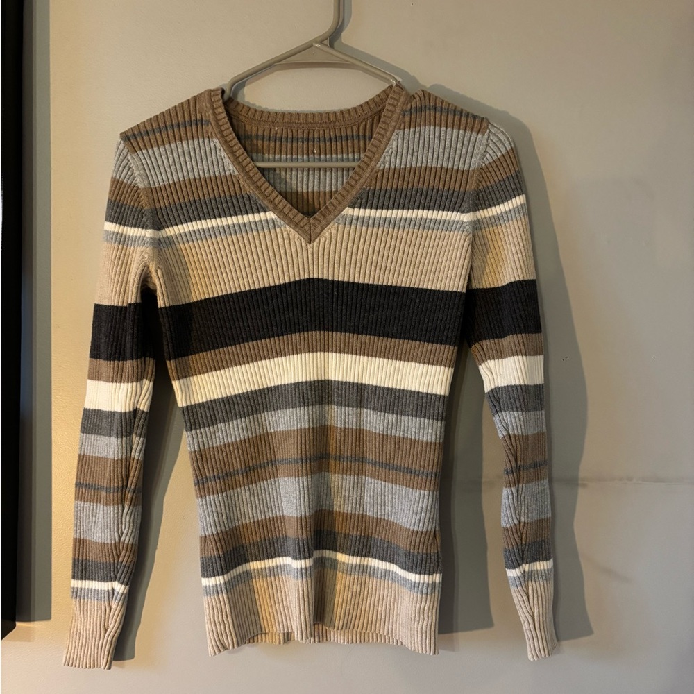 Striped V-Neck Sweater